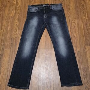 Parasuco Denim Legend WB-8864 Jeans 33x32 Straight Sun Faded Wash Dark Indigo